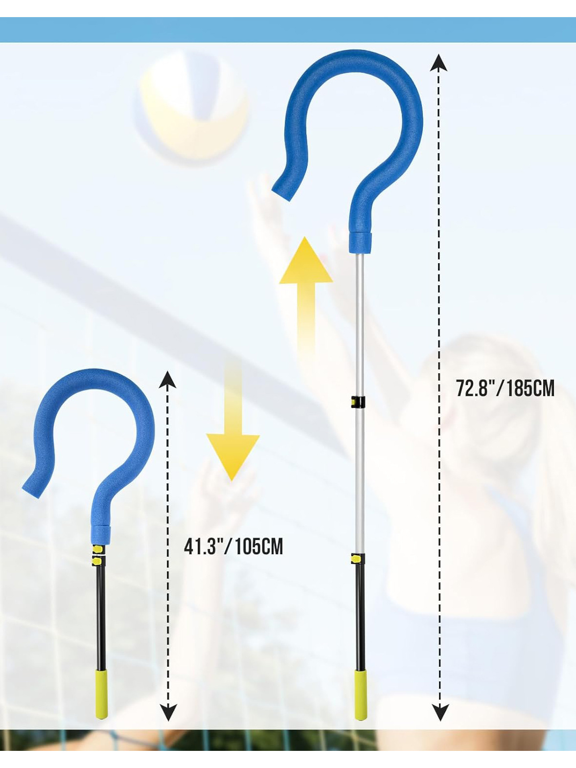 entrenador de barra de voleibol gran interrogación gancho de bola ajustable servicio de bola para el aprendizaje y entrenamiento