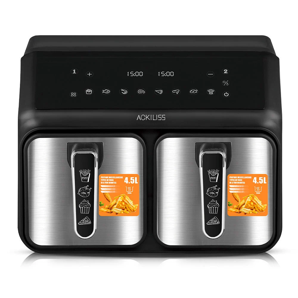 ACKILISS трансграничный бытовой двойной горшок 8L большой емкости многофункциональная электрическая фритюрница без масляного дыма сенсорный экран воздуха фритюрница