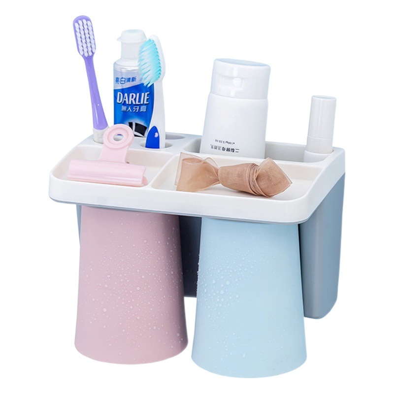 Magnetic enjuague de la Copa rack ponche-libre de baño montado en la pared titular de cepillo de dientes montado en la pared multi-funcional traje de rack