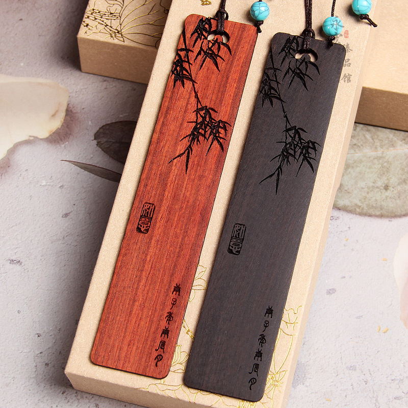 Sandalwood Bookmark Bamboo Rhyme Green Bamboo suit Chinese Style Bamboo News Peace Festival High Rise Bookmark Teacher's Day Enterprise Gift
