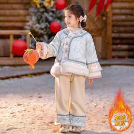 汉服女童冬款加绒加厚2025古装儿童宫廷格格小女孩旗袍套装拜年服