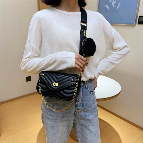 Bags for women  new embroidered thread mother-in-law bag versatile wide shoulder strap single shoulder crossbody bag chain handbag armpit bag