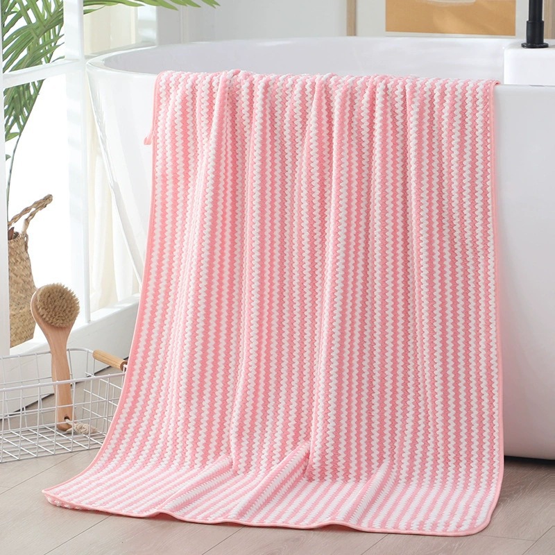 Toalla de baño absorbente extra grande casa de baños para adultos Toalla grande a rayas suave y cómoda Toalla de playa multicolor de terciopelo coral