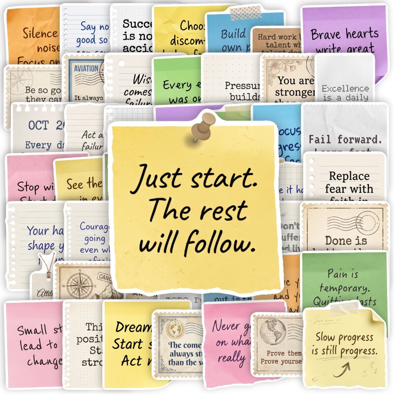 Cross-border direct purchase: 50 pieces of retro English quote stickers, perfect for decorating journals, notebooks, and scrapbooks Cross-border direct purchase: 50 pieces of retro English quote stickers, perfect for decorating journals, notebooks, and scrapbooks