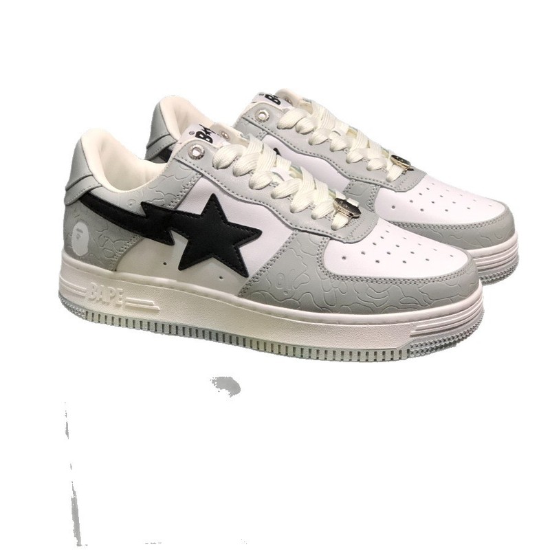 莆田Bape Sta 猿人头空军联名漫威黑白熊猫漆皮真皮男女低帮板鞋|undefined