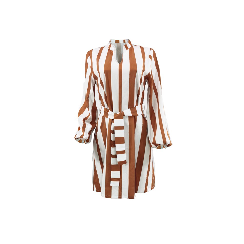 Women Popular Striped Short Dress Casual Women Dress