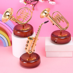 Retro trumpet, French horn, saxophone music box, creative musical instrument model ornament, gift for students, friends and children