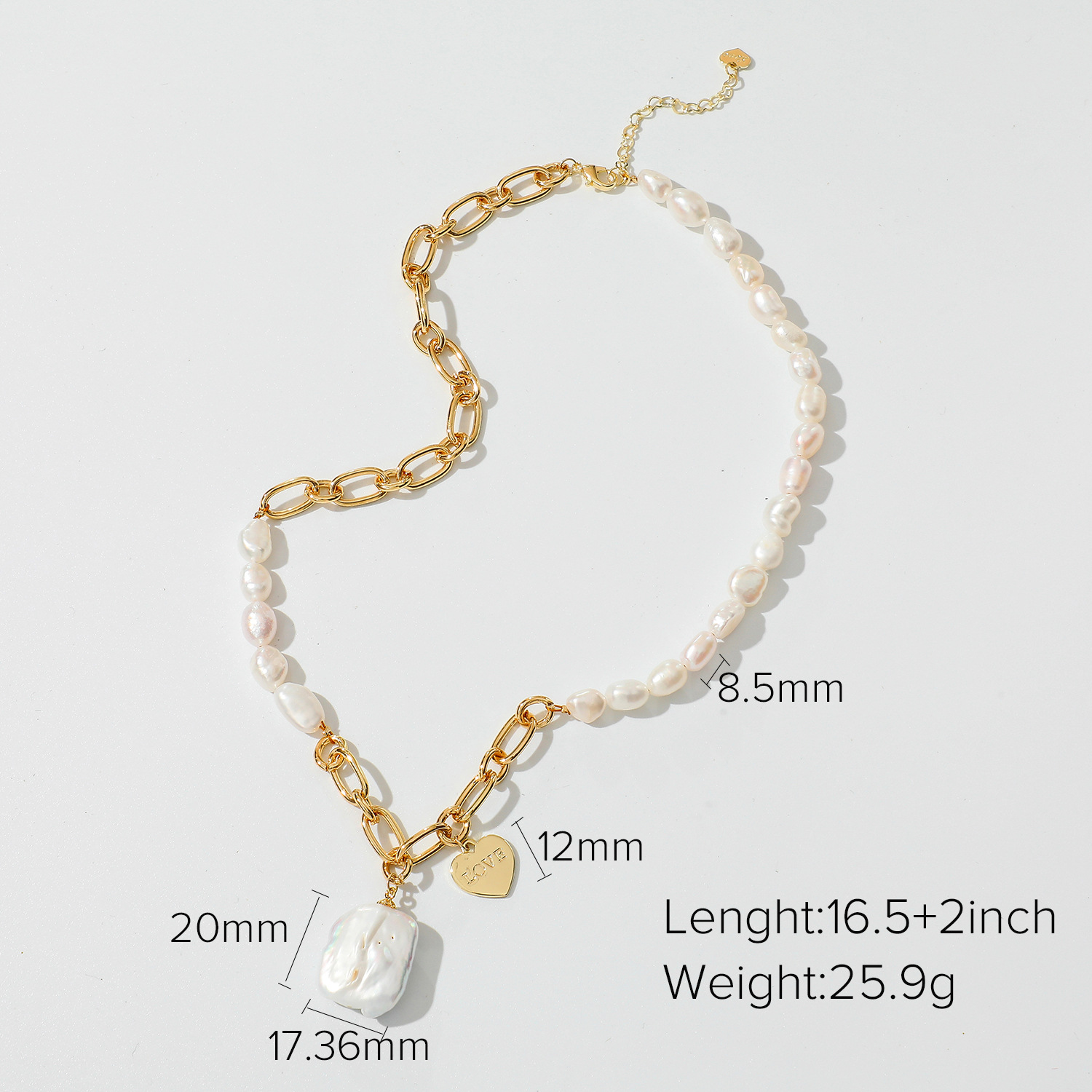 Simple Style En Acier Inoxydable Lettre Motif Coeur Forme Twist Collier Perle Artificielle Acier Inoxydable Colliers display picture 4