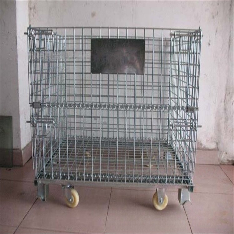 厂家金属制品移动周转蝴蝶笼铁筐折叠式不锈钢仓储笼铁筐带轮批发|undefined