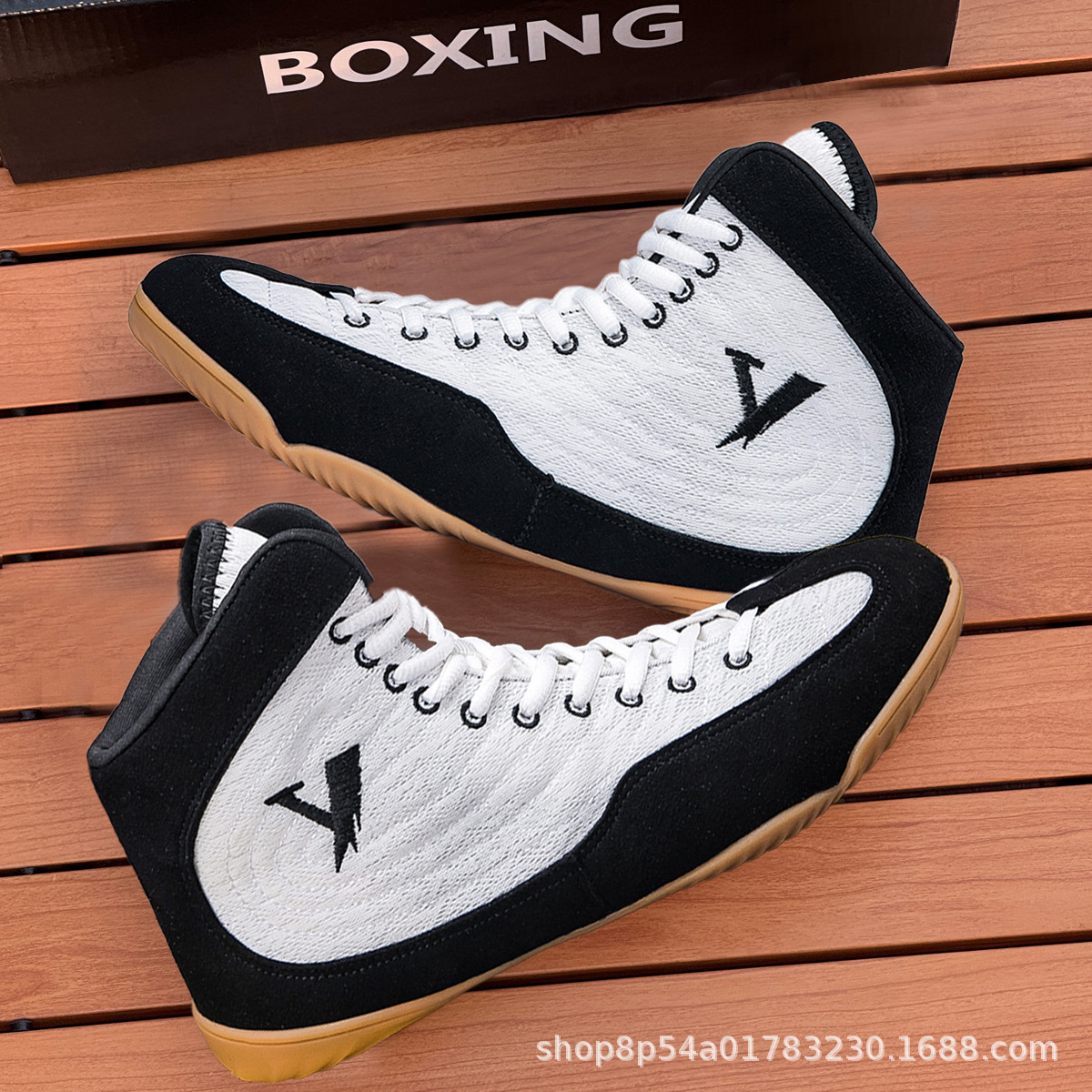 Wrestling Shoes Men's Professional Fighting Shoes Fighting Training Shoes Boxing Shoes Non-Slip Mid-Top Muay Thai Fitness Sanda Shoes Men