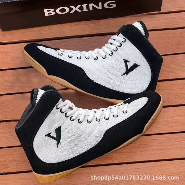Wrestling Shoes Men's Professional Fighting Shoes Fighting Training Shoes Boxing Shoes Non-Slip Mid-Top Muay Thai Fitness Sanda Shoes Men