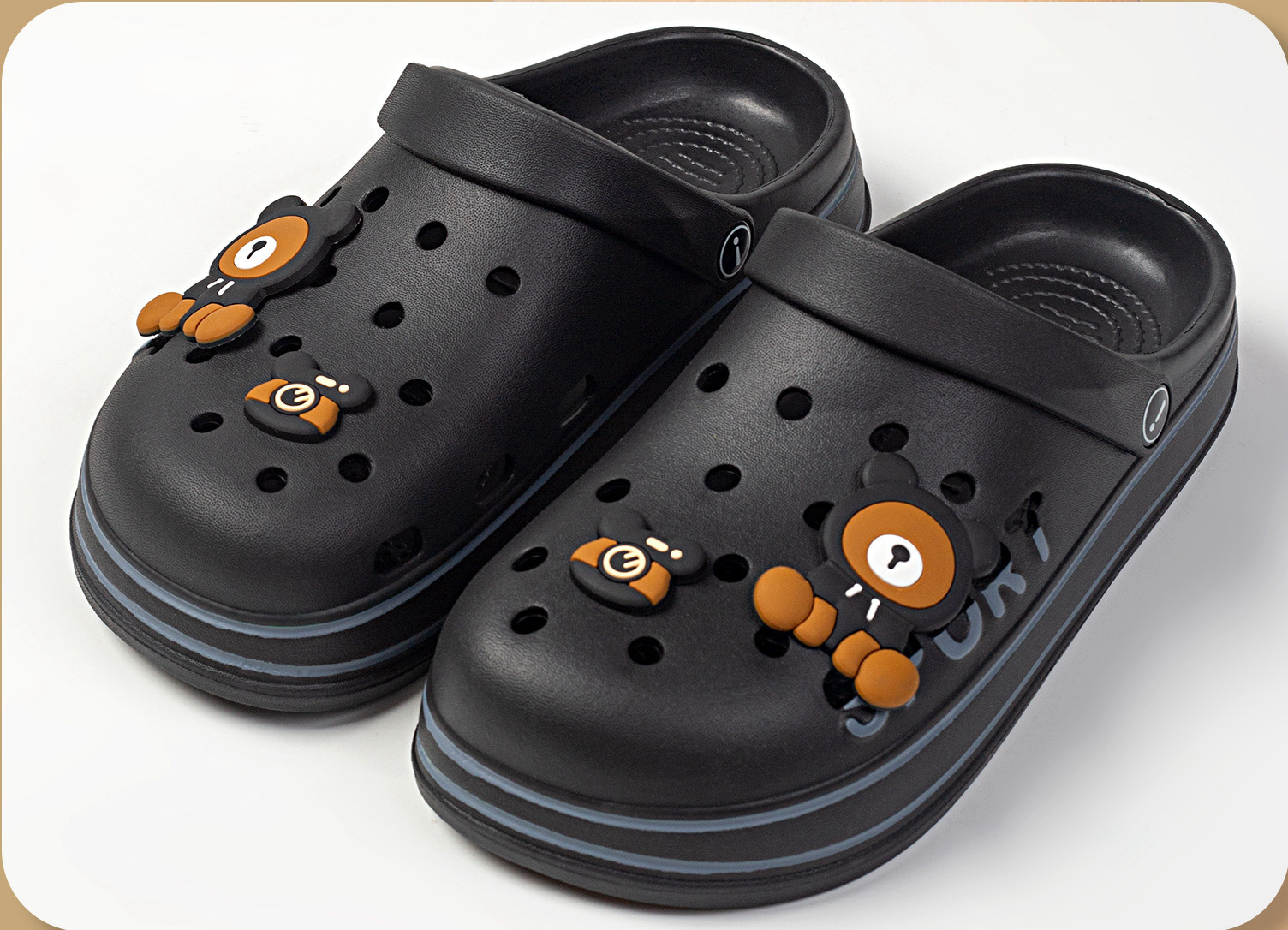 EVA lindos osos de dibujos animados zapatos de agujero cómodos para usar en interiores y exteriores para parejas zapatos de playa viajes deportivos fotos zapatillas frías