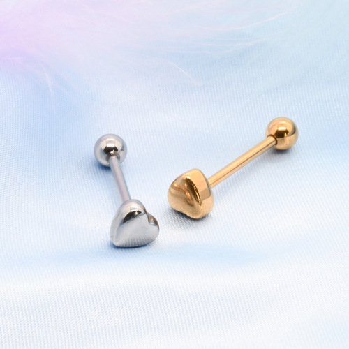 Manufacturer wholesale simple stainless steel love-shaped nose ring earrings tongue nail lip nail bone nail navel ring piercing jewelry
