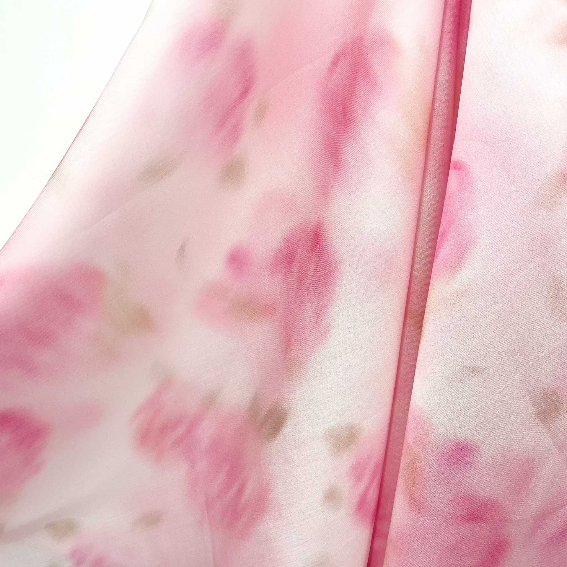 法式多巴胺胭脂红现货天丝印花柔和浪漫数码印花面料轻奢轻盈