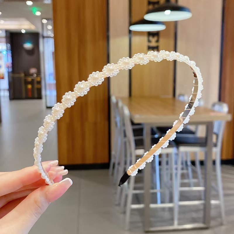 高級模造パールヘッドバンド、スーパーフェアリーヘッドバンド、ネットセレブヘアピン、シンプルで万能なヘッドバンド、気質ヘアアクセサリー|undefined