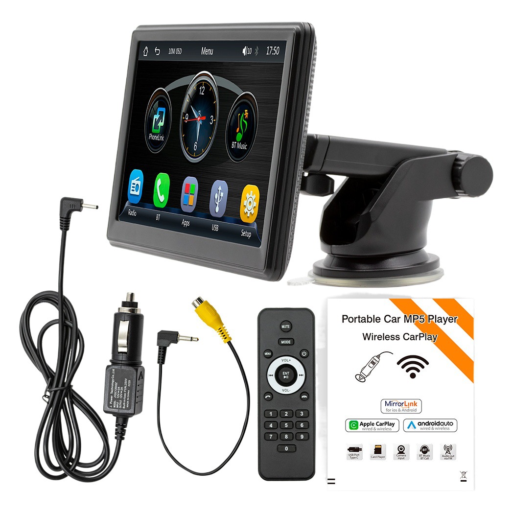 Navegación portátil de 7 pulgadas Carplay inalámbrico para coche reproductor MP5 Bluetooth manos libres control central PND navegación para coche
