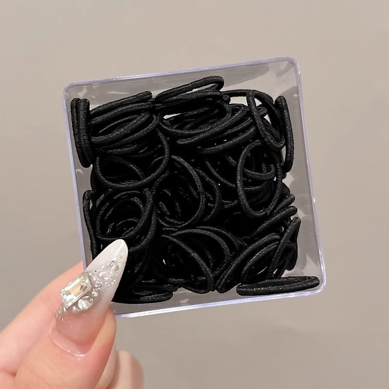 Cintas de goma negra de alta elasticidad y durabilidad para niños cabello de cabello de mujer anillo de cabello de cabello de cola de caballo no lesiones cubierta de cabello de cuero