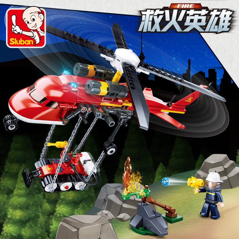 Xiaoluban Fire Brigade fire fighting hero B0807 boys assembling city fire rescue team puzzle building blocks toys