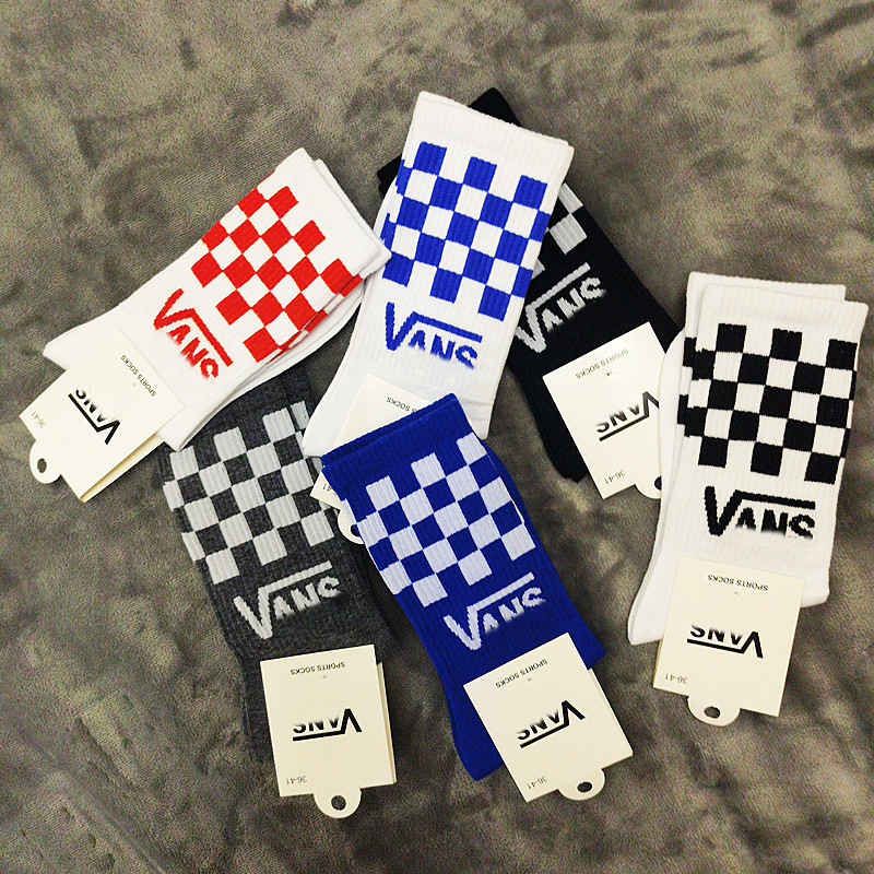 Chessboard Checkered Vance Socks Men's Mid-long Trendy Autumn Women's Korean Style Student Basketball Cotton Socks