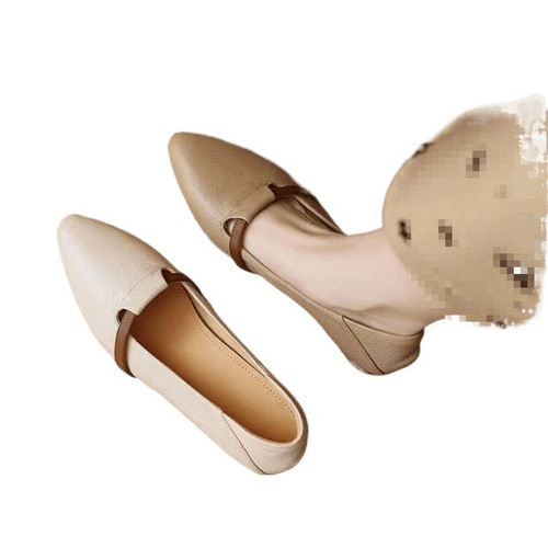 [Soft Leather] French Retro Slip-on Ankle Boots with Color Block Round Toe Pumps