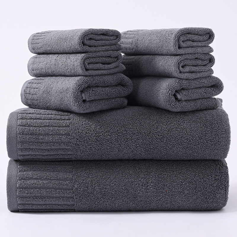 다크 그레이 울 목욕 타월 8 개 세트