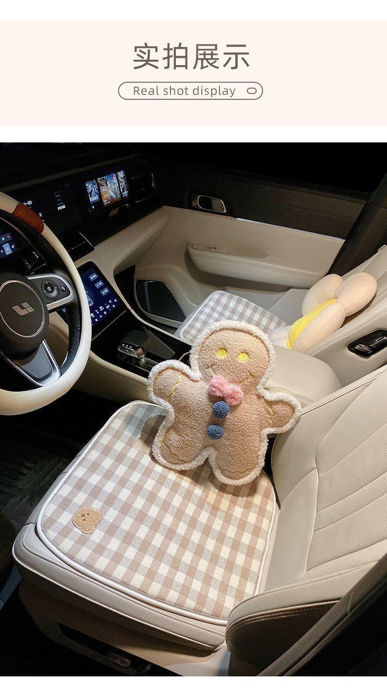 Car Seat Cushion Non-Slip Car Cotton and Linen Car Cushion Women's Brown Car Rear Breathable Cooling Cushion Universal Seat Cover Summer