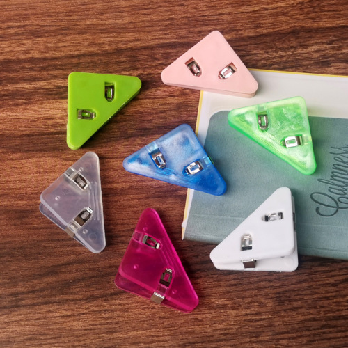 T color transparent pp clip fixed LOGO student test paper information book corner anti-roll triangle clip multi-functional corner clip