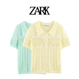 ZARK 欧美新款粉彩花纹翻领针织开衫 跨境外贸女装批发 UYL960056