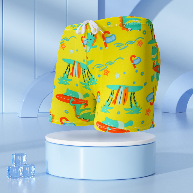 Dinosaurio de playa de fondo amarillo