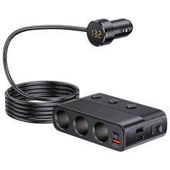 C28車載シガレット一牽引三帯スイッチ3usb127Wハイパワーqc3.0急速充電車載充電器