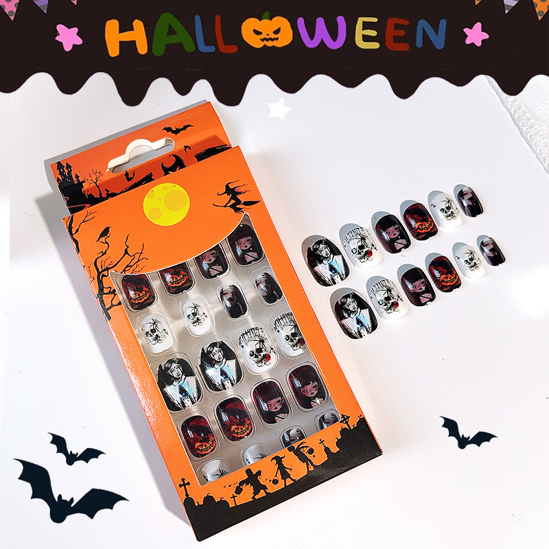 Manicure transfronterizo, Halloween, uñas para niños, productos terminados, uñas, uñas falsas, parches de uñas