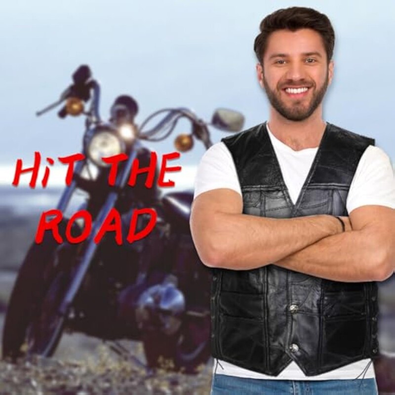 Classic Motorcycle Leather Vest Men's Vest Genuine Leather Vest Cycling Vest Black Version Pure Version Tied with Sheepskin