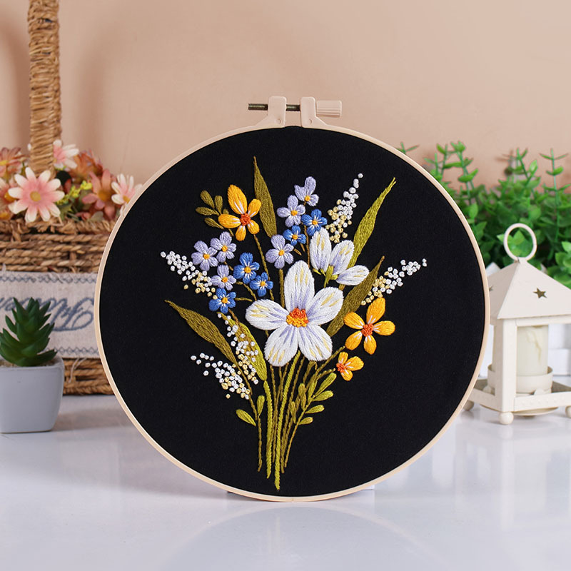 Nuevo producto ramo flor kit de bordado a mano paquete de material de bricolaje arte de tela para principiantes bordado Su bordado original inglés