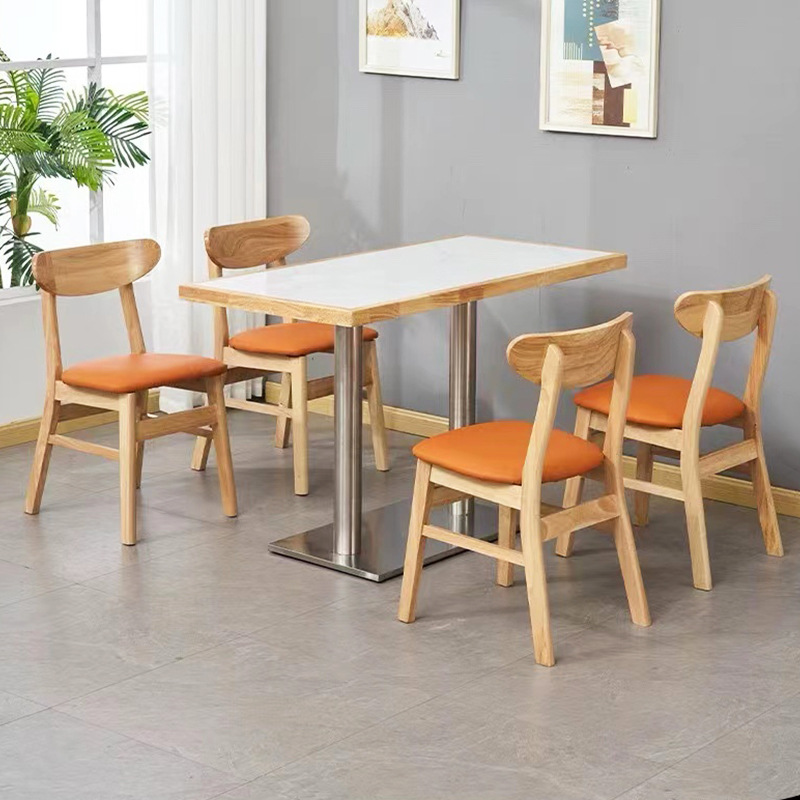 테이블 1개, 의자 4개, 리얼 슬레이트 원목 테두리 오렌지 쿠션