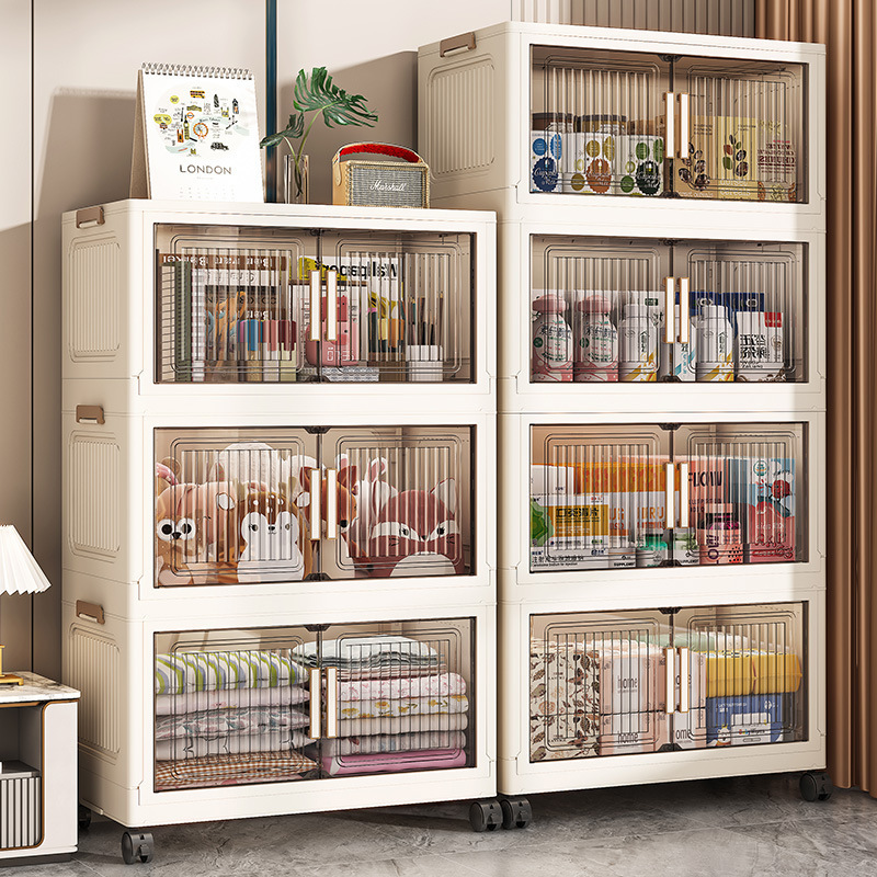 40-80 Wide Installation-Free Plastic Foldableing Storage Cabinet Baby Kidsren's Toy Storage Cabinet Household Multi-Layer Storage Rack