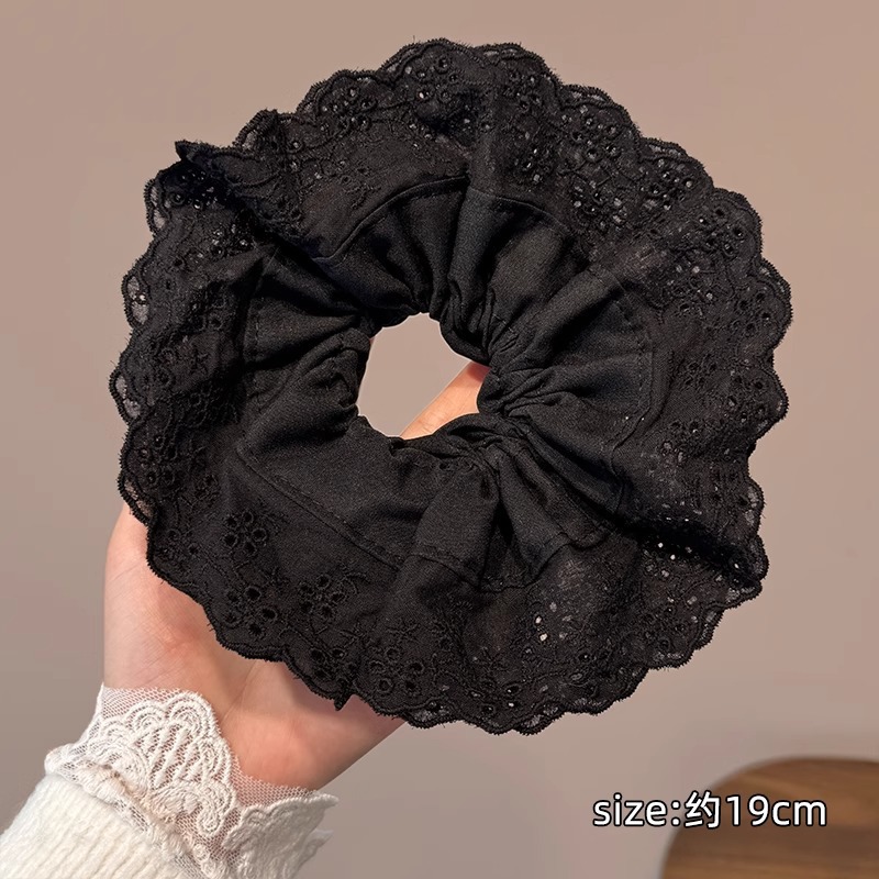 2 anillo de pelo grueso de encaje negro (4 capas)