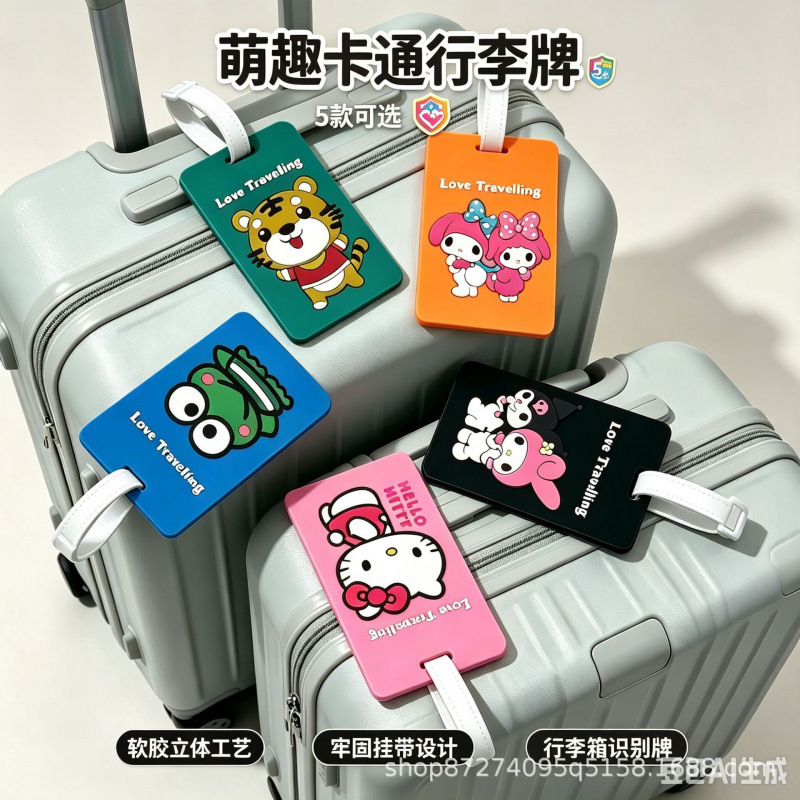Cartoon PVC luggage tags, cute suitcase tags, travel anti-loss tags
