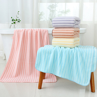Coral velvet vertical striped bath towel soft absorbent home face towel thickened lint-free absorbent quick-drying towel