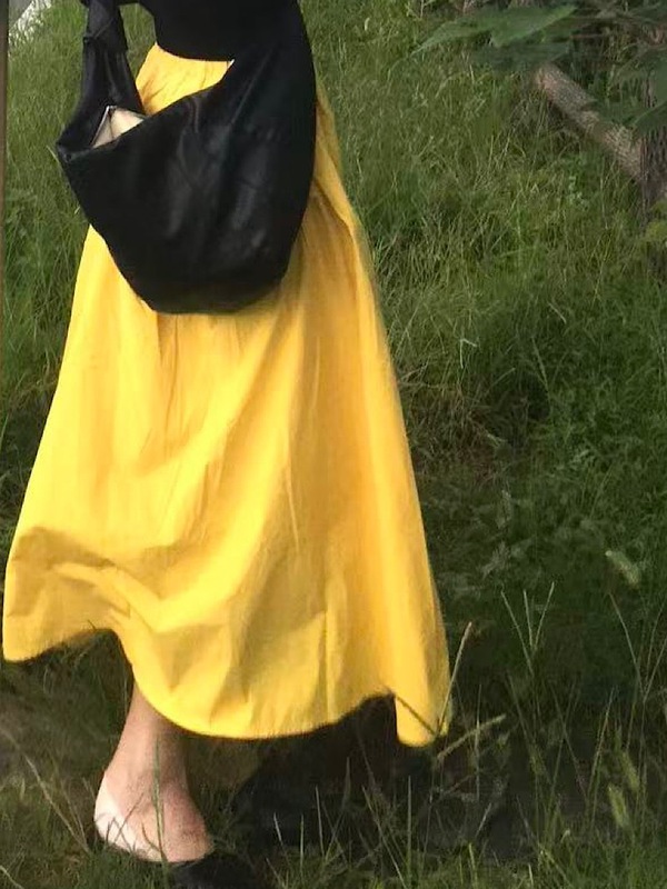 设计感套装小众假两件长袖针织衫女秋季高腰黄色长裙半身裙两件套|undefined