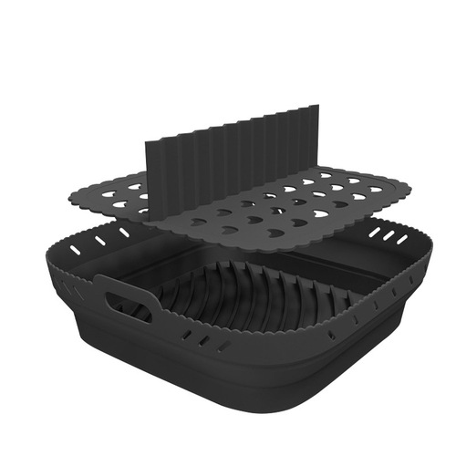 Air Fryer Silicone Baking Tray Rectangle 10.4L/5.2L Set, Square 8.5-inch with Divided Pads
