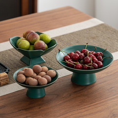 復古點心零食果盤托盤陶瓷高腳茶點盤茶具茶道日式水果堅果碟批發