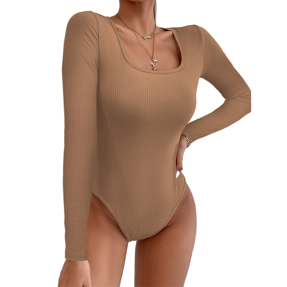 Otoño nueva ropa de mujer transfronteriza europea y americana Amazon casual pit bottoming Top color sólido manga larga mono ajustado