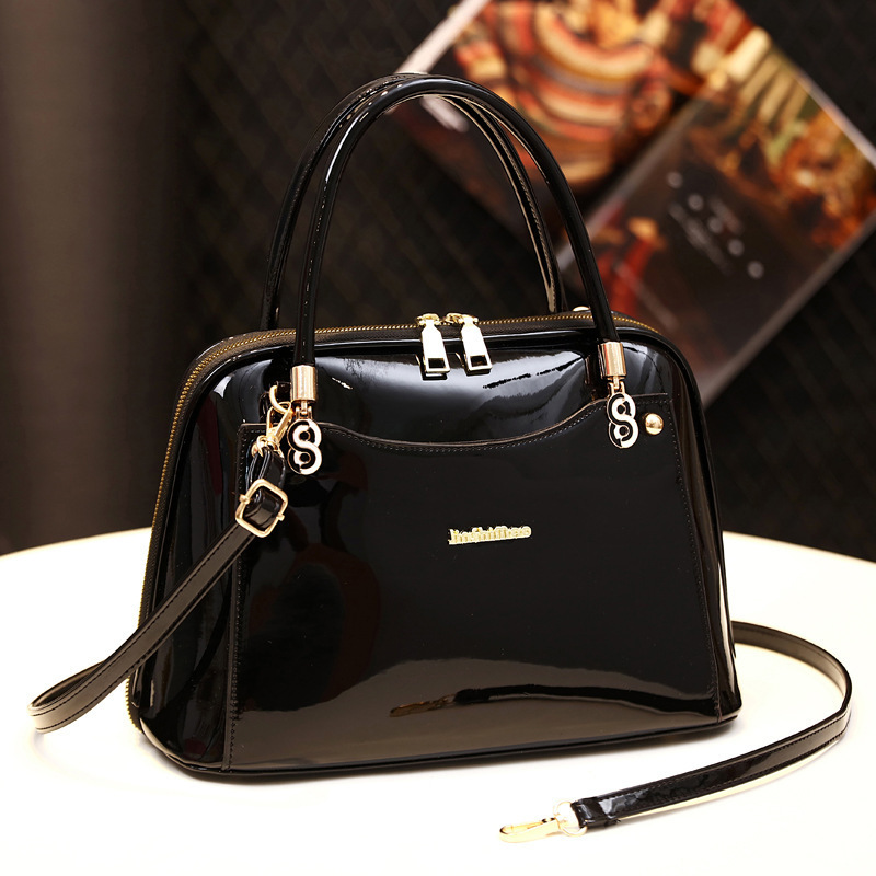 Cross-border foreign trade women's bag bright leather shell bag portable large bag simple shoulder bag fashion messenger bag manufacturers on behalf of the hair