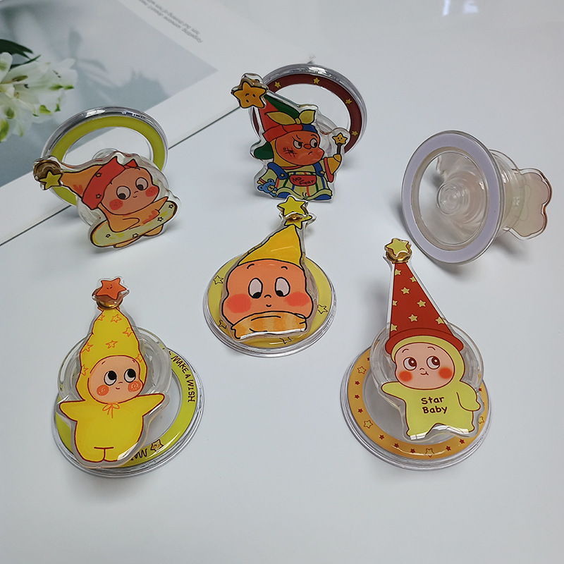 Cute Cartoon Star Man Magsafe Magnetic Stand Self-Adhesive Mobile Phone Stand Retractable Airbag Stand Rotatable