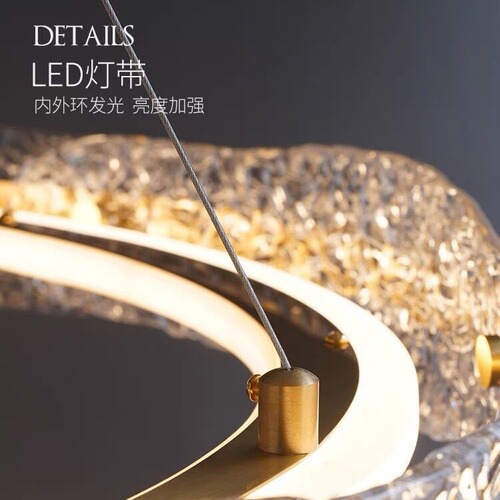 Nordic light luxury living room glass chandelier modern simple personality model room restaurant master bedroom lamp round chandelier