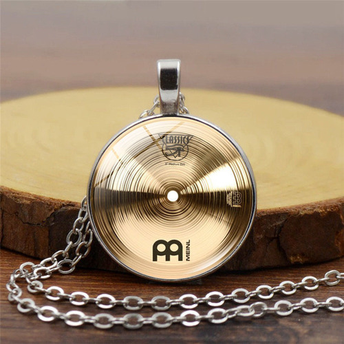 DJ drummer cymbals drum set time gem pendant necklace female cross-border European and American fashion sweater chain jewelry small gift