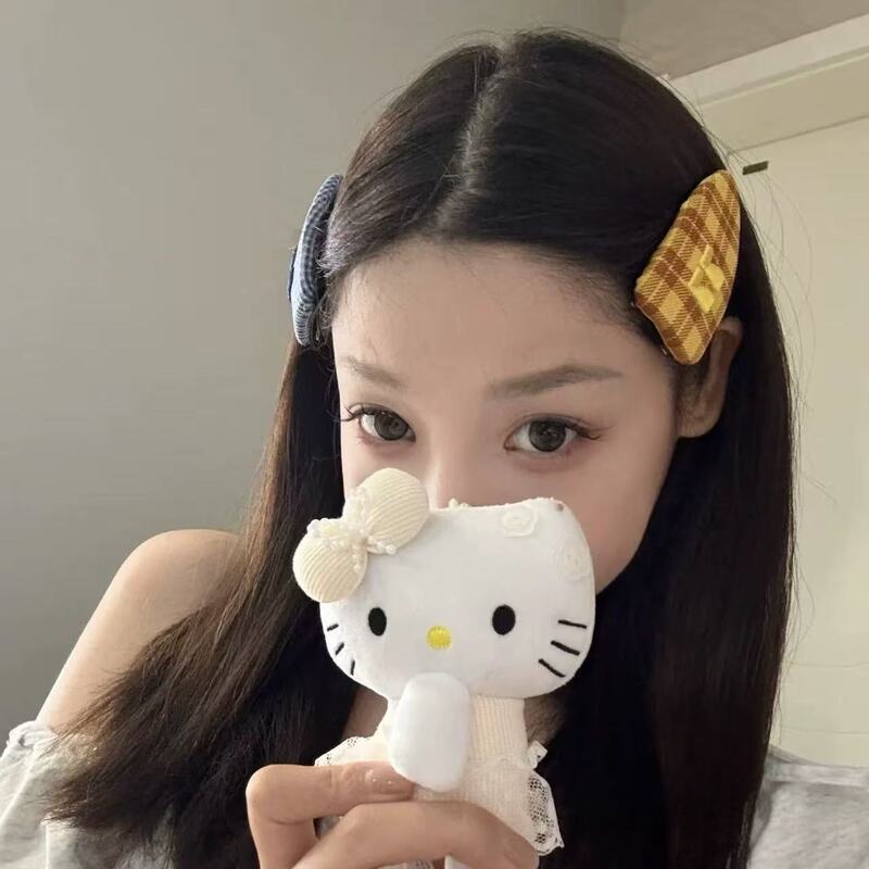 甜美少女日系可爱格纹爱心水滴发夹甜美少女心发饰头饰拍照|undefined