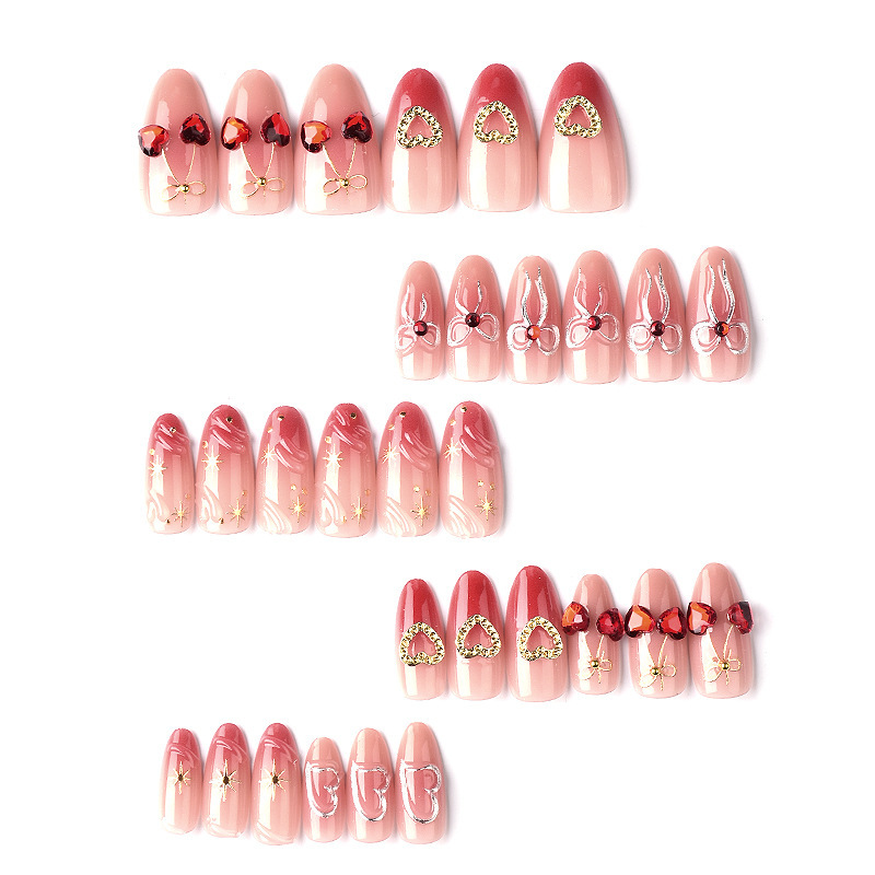 30 piezas transfronterizas de oro de polietileno de oro de San Valentín 3D amor estereoscópico arco de manicure