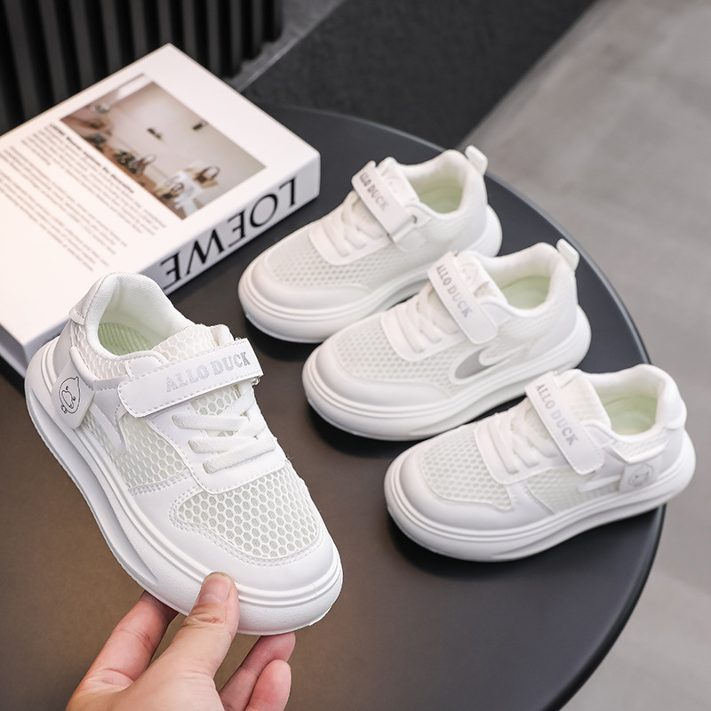 Summer Thick Mesh Boys' Sports Shoes, Kidsren's Sneakers, Girls' Breathable Mesh Shoes, Summer White Shoes, Soft-Soled Baby Shoes, Autumn