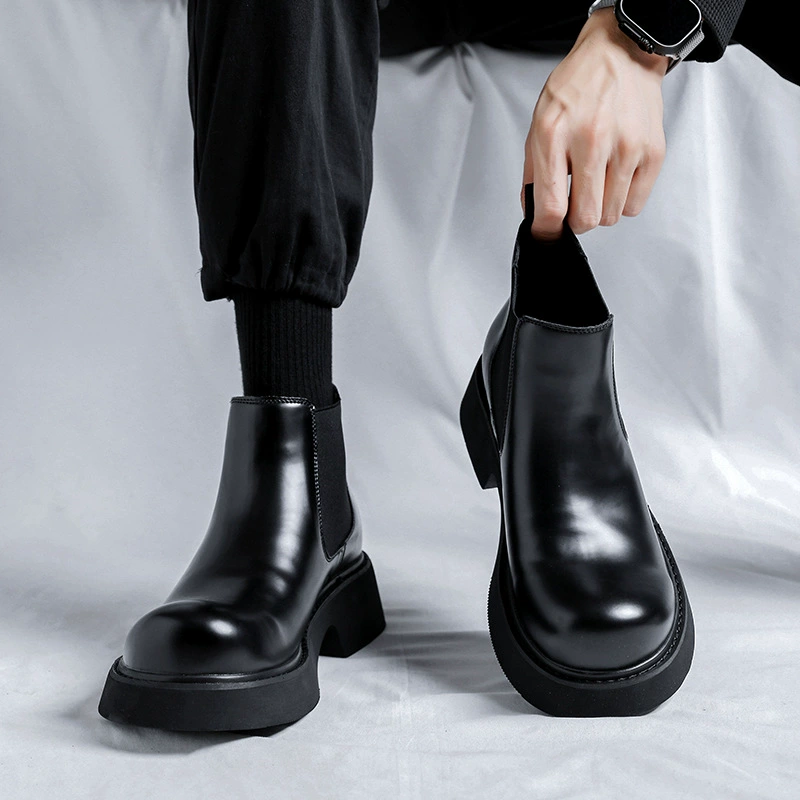 2023 Ботинки Martin Средние сапоги Корейский стиль Английский Толстый низ Черный Толстый низ Челси Дымовые сапоги 3166-R